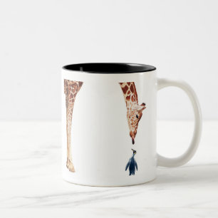 Caneca De Café Em Dois Tons "Licker com aguarela do girafa do pinguim"