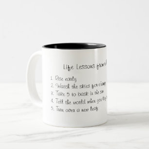 Caneca De Café Em Dois Tons Lições De Vida De Galinhas - Mug