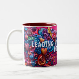 Caneca De Café Em Dois Tons Liderando Com Amor - Mug De Corrente Negra