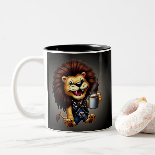 CANECA DE CAFÉ EM DOIS TONS LIFE IS BETTER WITH A COFFEE, LION (Com Donut)