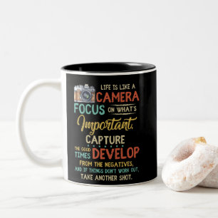 Caneca De Café Em Dois Tons Life Is Like A Camera Focus On What's Important