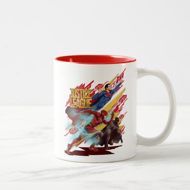 Caneca De Café Em Dois Tons Liga da Justiça | Crachá Superman, Flash e Batman (Direita)