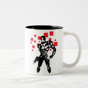 Caneca De Café Em Dois Tons Liga da Justiça   Cyborg Digital Noir Pop Art