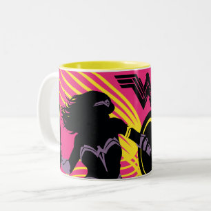 Caneca De Café Em Dois Tons Liga da Justiça  Ícone de Silhueta de Mulher Mar
