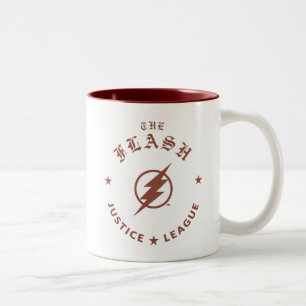 Caneca De Café Em Dois Tons Liga da Justiça O Emblema De Relâmpago Retroativ