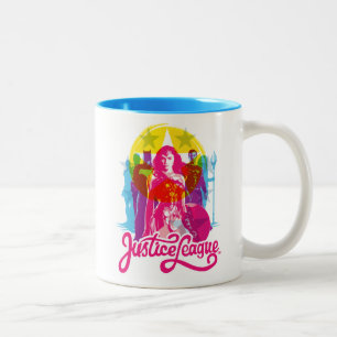 Caneca De Café Em Dois Tons Liga da Justiça  Pop Art. de grupos e logotipos
