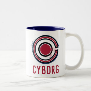 Caneca De Café Em Dois Tons Liga da Justiça Símbolo Ciborgue Pincel e Meio-T