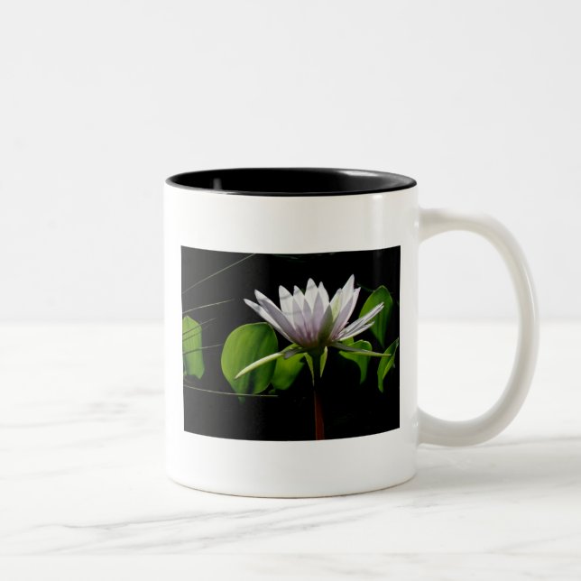 Caneca De Café Em Dois Tons Lily de água branca com luz (Direita)