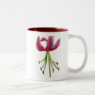 Caneca De Café Em Dois Tons Lily rosa, cor d'água, moderna floricultura