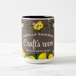 Caneca De Café Em Dois Tons Limão Artesanato Brown