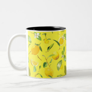 Caneca De Café Em Dois Tons Limão da aguarela & folhas 4