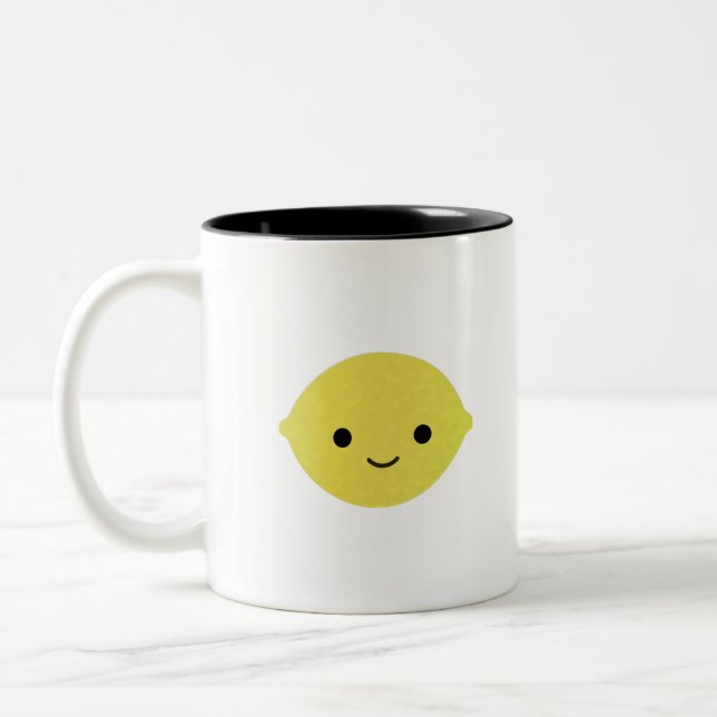 Caneca De Café Em Dois Tons Limão de Cartoon Bonito (Esquerda)