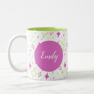 Caneca De Café Em Dois Tons Limão Purple Mug Personalizado com Estrelas