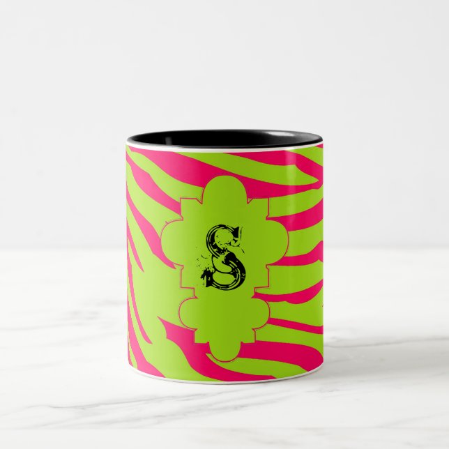 Caneca De Café Em Dois Tons Limão rosa-quente Zebra Impressão Animal Café Xíca (Centro)