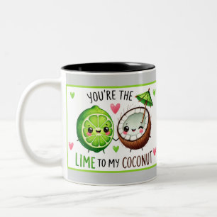 Caneca De Café Em Dois Tons Limas Kawaii Fofas e Coco