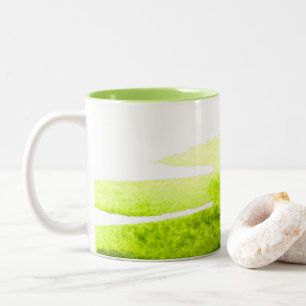 Caneca De Café Em Dois Tons Lime grama verde swish aquarela