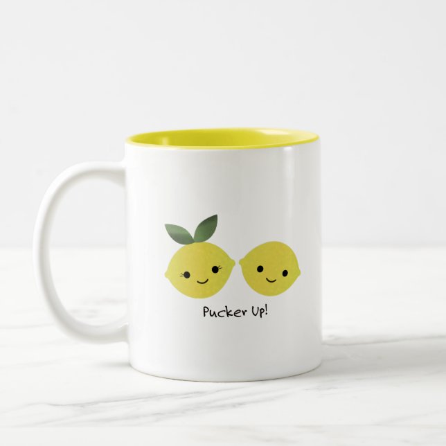 Caneca De Café Em Dois Tons Limões Engraçados (Esquerda)