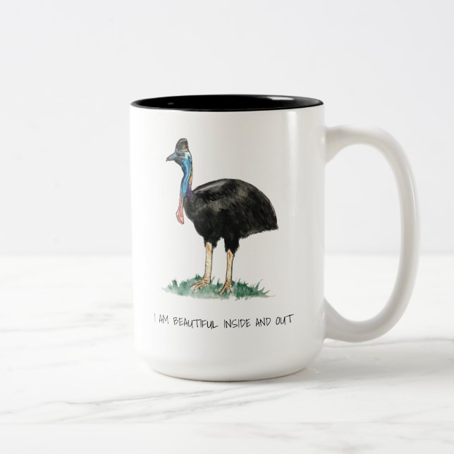 Caneca De Café Em Dois Tons Linda Coffee Cassowary De Dois Toneladas (Direita)