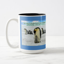 Caneca De Café Em Dois Tons Linda Escritura Penguin 1 John 4:16