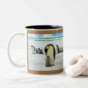 Caneca De Café Em Dois Tons Linda Escritura Penguin 1 John 4:16