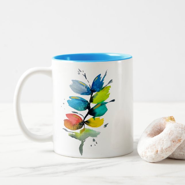 Caneca De Café Em Dois Tons Linda flor floral a granel (Com Donut)