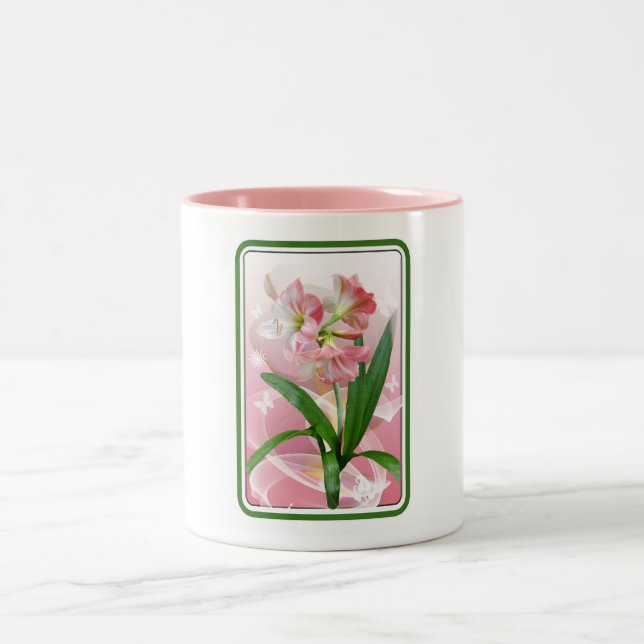 Caneca De Café Em Dois Tons Linda Floral Themed Amaryllis (Centro)
