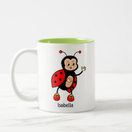 Caneca De Café Em Dois Tons Linda Joaninha e Coração