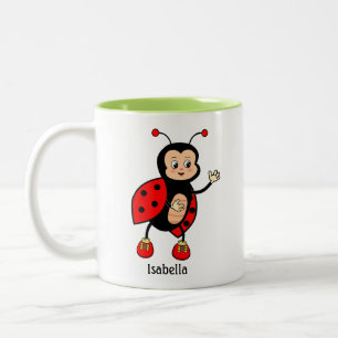 Caneca De Café Em Dois Tons Linda Joaninha e Coração