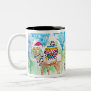 Caneca De Café Em Dois Tons Linda Llama Feliz Natal