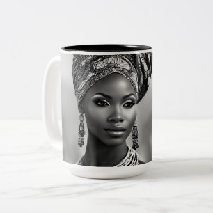 Caneca De Café Em Dois Tons Linda mulher africana