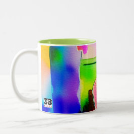 Caneca De Café Em Dois Tons Linda Mulher de Aquarela