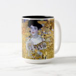 Caneca De Café Em Dois Tons Linda mulher no Dourado Gustav Klimt<br><div class="desc">Uma bela pintura chamada Retrato de Adele Bloch-Bauer I (também conhecida como A Mulher no Dourado) por Gustav Klimt.</div>