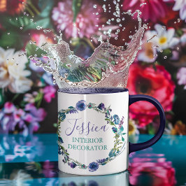 Caneca De Café Em Dois Tons Linda ocupação personalizada Floral Wreath