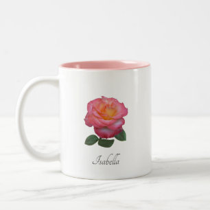 Caneca De Café Em Dois Tons Linda Pink Rose Flower Mug