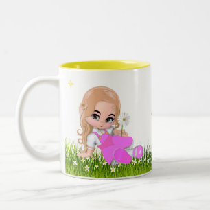 Caneca De Café Em Dois Tons Linda Princesinha com Flores