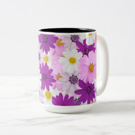 Caneca De Café Em Dois Tons Linda Watercolor Cosmos Flower