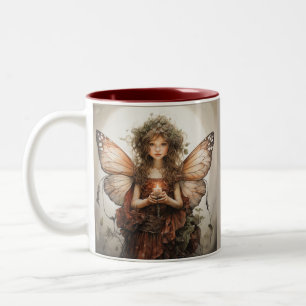 Caneca De Café Em Dois Tons Lindas Fadas Vestidas de Vermelho