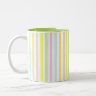 Caneca De Café Em Dois Tons Lindas faixas verticais em cores de pastel