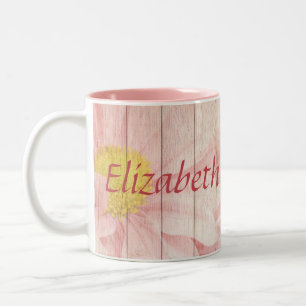 Caneca De Café Em Dois Tons Lindas flores rosa
