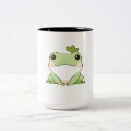 Caneca De Café Em Dois Tons Lindo e Simples Design Kawaii de Sapo Chibi na Nat