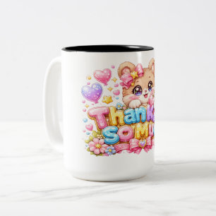 Caneca De Café Em Dois Tons Lindo Kawaii Muito Obrigado Urso Pastel Pi