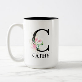 Caneca De Café Em Dois Tons Lindo Monograma Inicial C