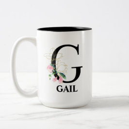 Caneca De Café Em Dois Tons Lindo Monograma Inicial G