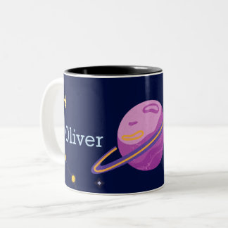 Caneca De Café Em Dois Tons Lindo Nome Personalizado do Espaço Exterior do Sis