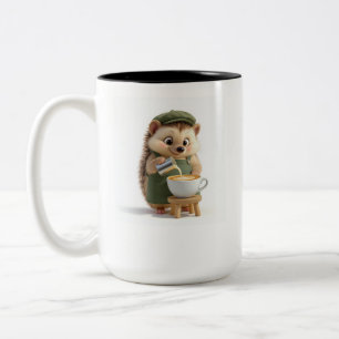 Caneca De Café Em Dois Tons Lindo ouriço barista de desenho animado 3D em M bi