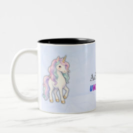 Caneca De Café Em Dois Tons Lindo padrão de unicórnio rosa com nome personaliz