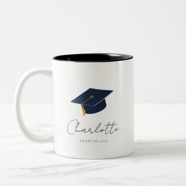 Caneca De Café Em Dois Tons Lindo Presente de Formatura com Tipografia Elegant (Esquerda)