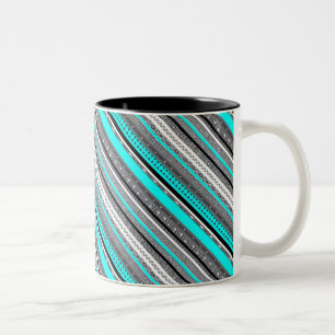 Caneca De Café Em Dois Tons Lindos padrões aztecas cinza aqua