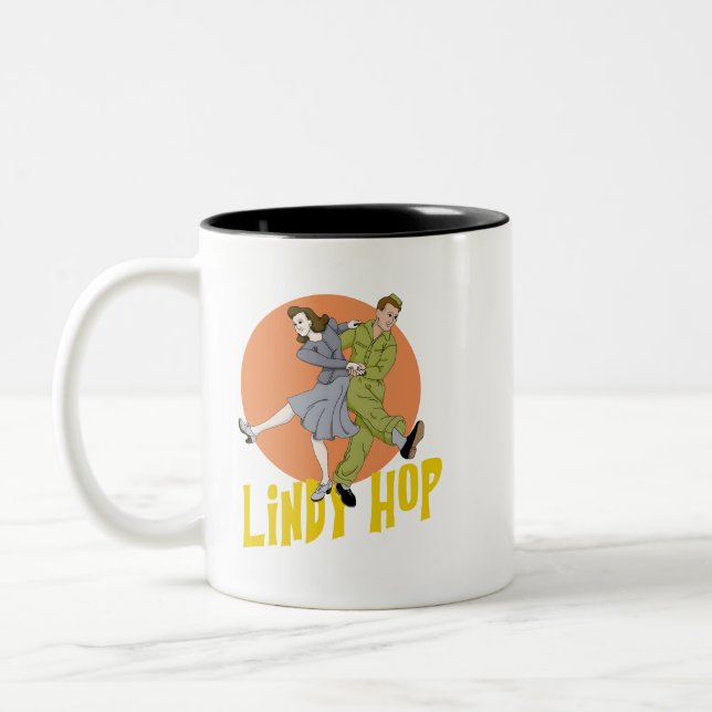 Caneca De Café Em Dois Tons Lindy Salto Swing Dance (Esquerda)
