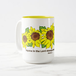 Caneca De Café Em Dois Tons Linguados Amarelos Cheios De Alegria Alegrem-Se Em